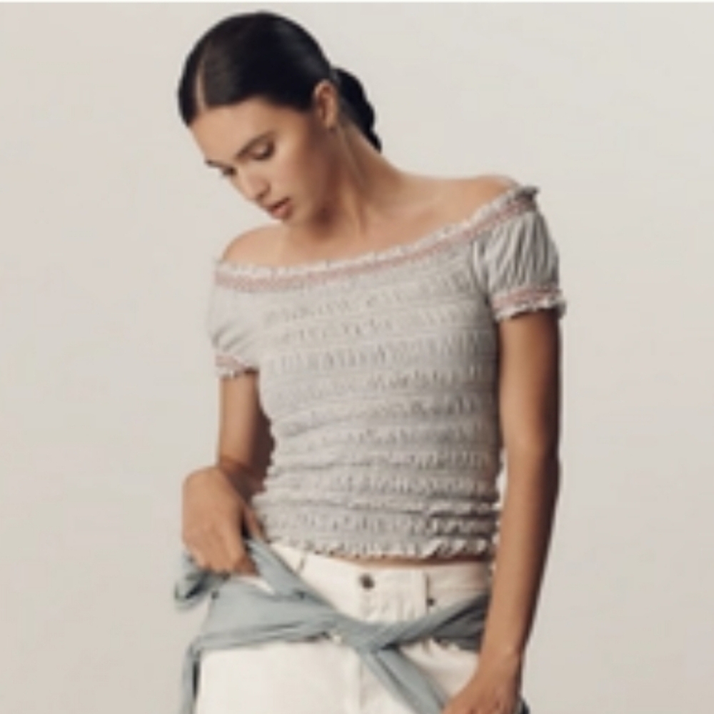 NWT Maeve Off-The-Shoulder Smocked Top
